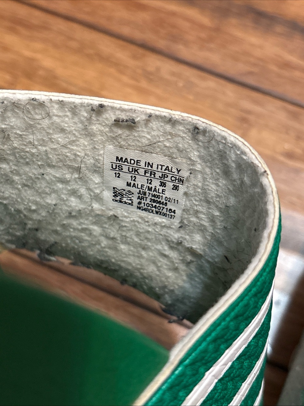 adidas Adilette Men's Slide Sandals Green White Striped Comfort Synthetic Sz 12 - Picture 13 of 13